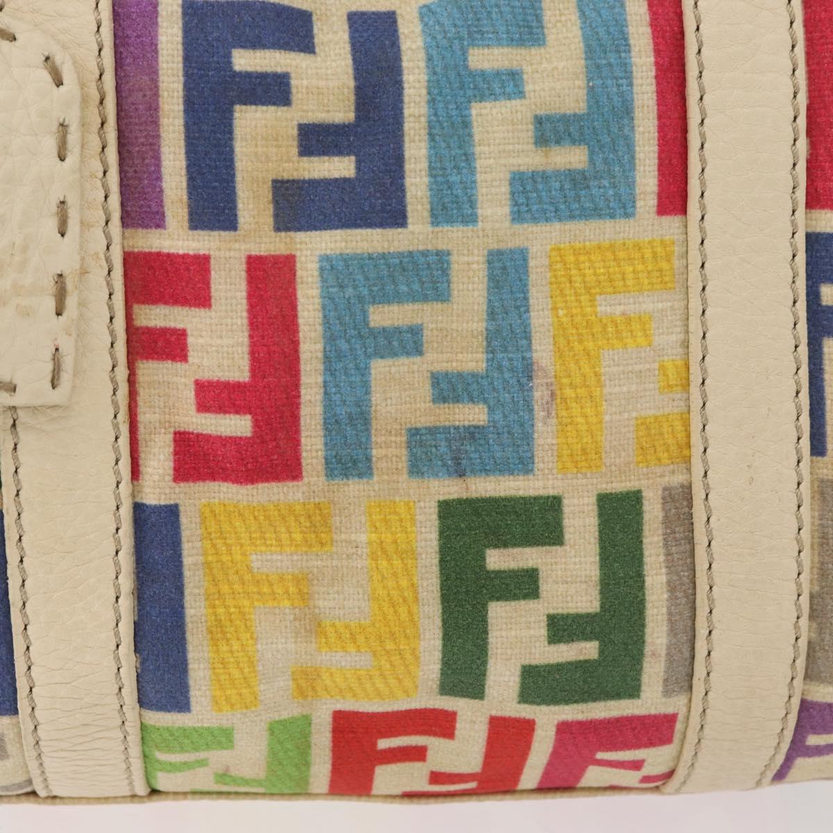 FENDI Zucca Canvas Celeria Boston Bag Multicolor Gold Auth 179846A