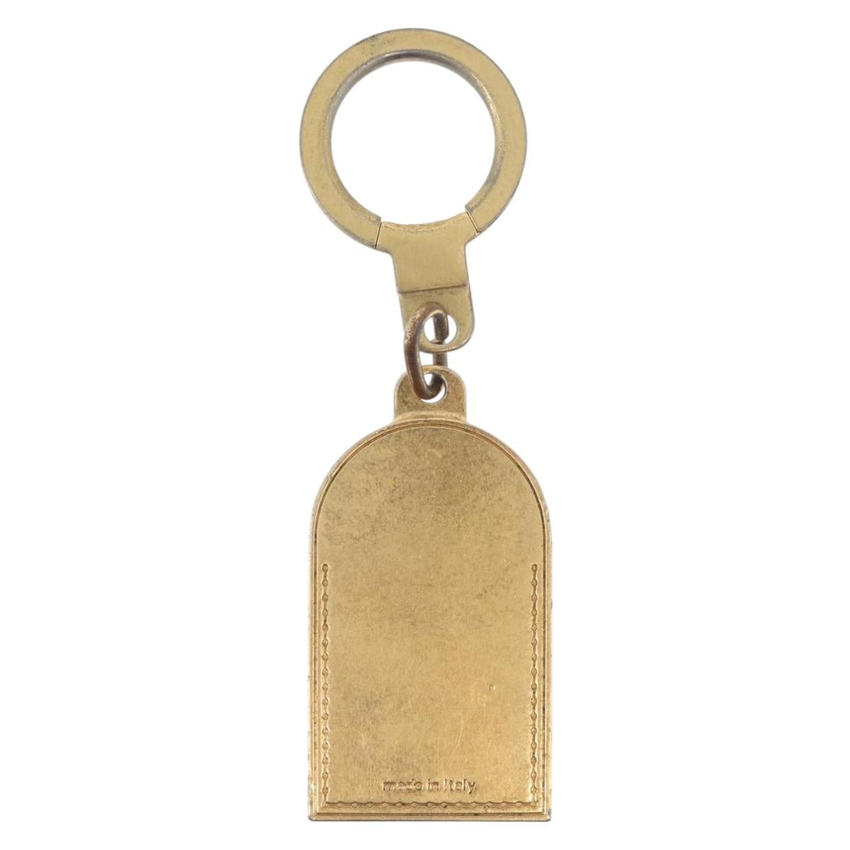 LOUIS VUITTON Porte Cles Address Key Ring metal Gold Tone LV Auth 179855