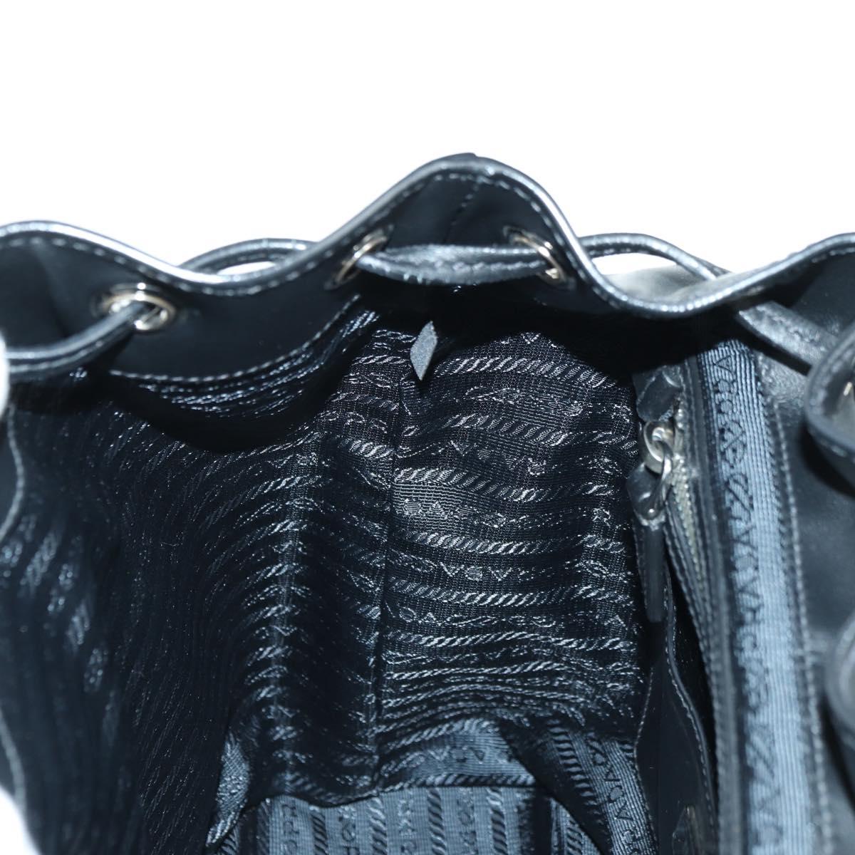 PRADA Backpack Leather Black Silver Auth 179862SAM