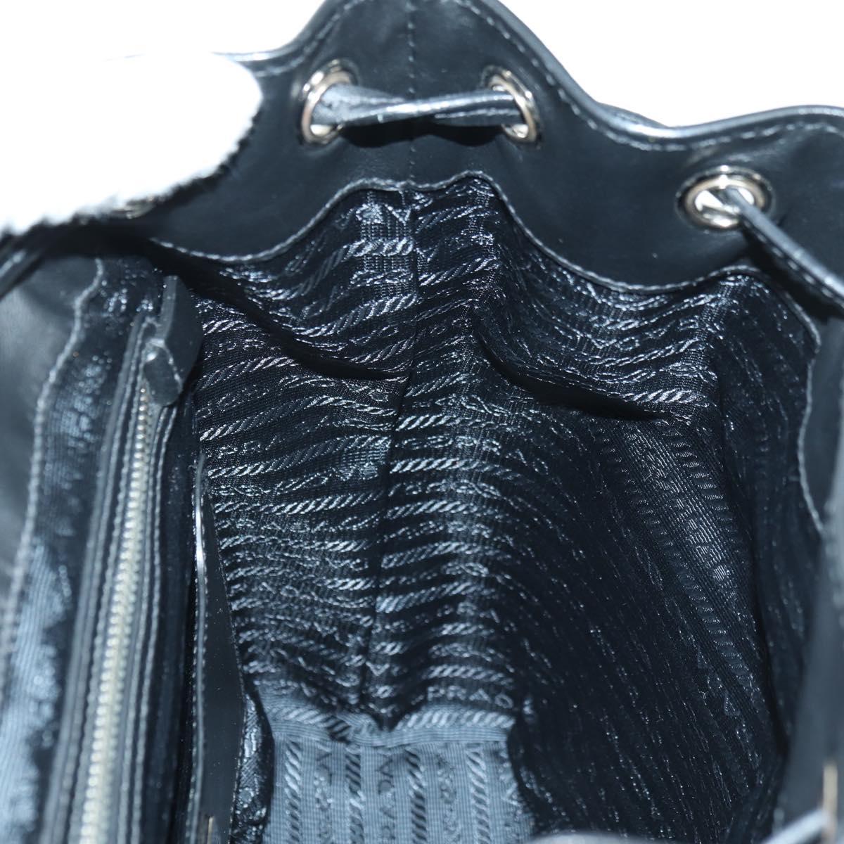 PRADA Backpack Leather Black Silver Auth 179862SAM