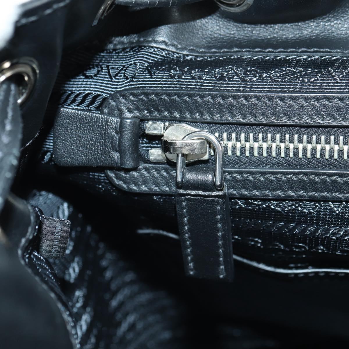 PRADA Backpack Leather Black Silver Auth 179862SAM