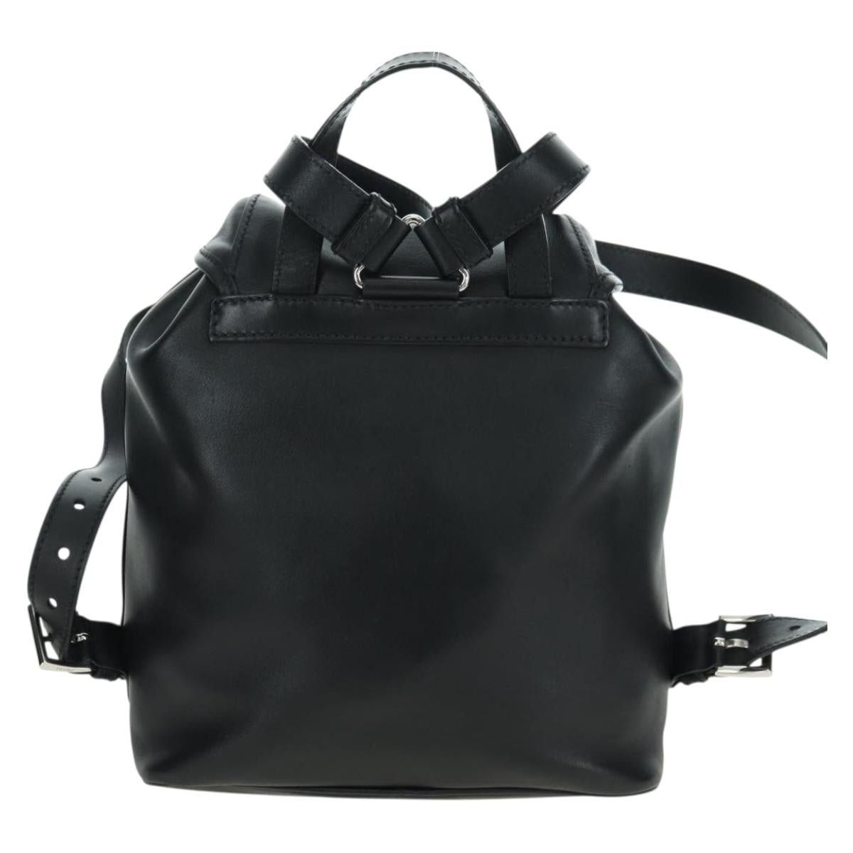 PRADA Backpack Leather Black Silver Auth 179862SAM