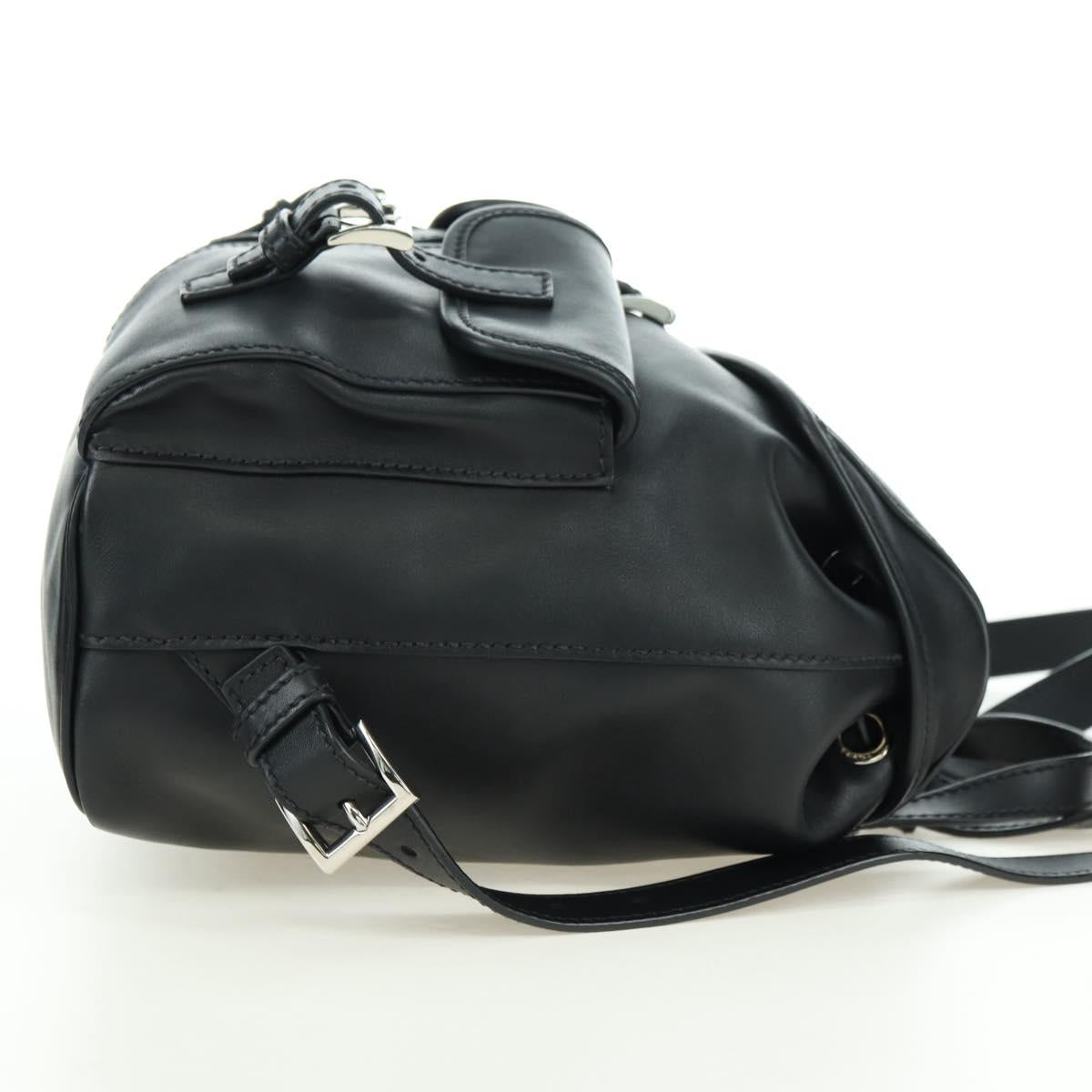 PRADA Backpack Leather Black Silver Auth 179862SAM