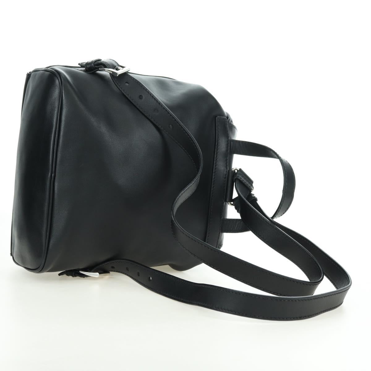 PRADA Backpack Leather Black Silver Auth 179862SAM