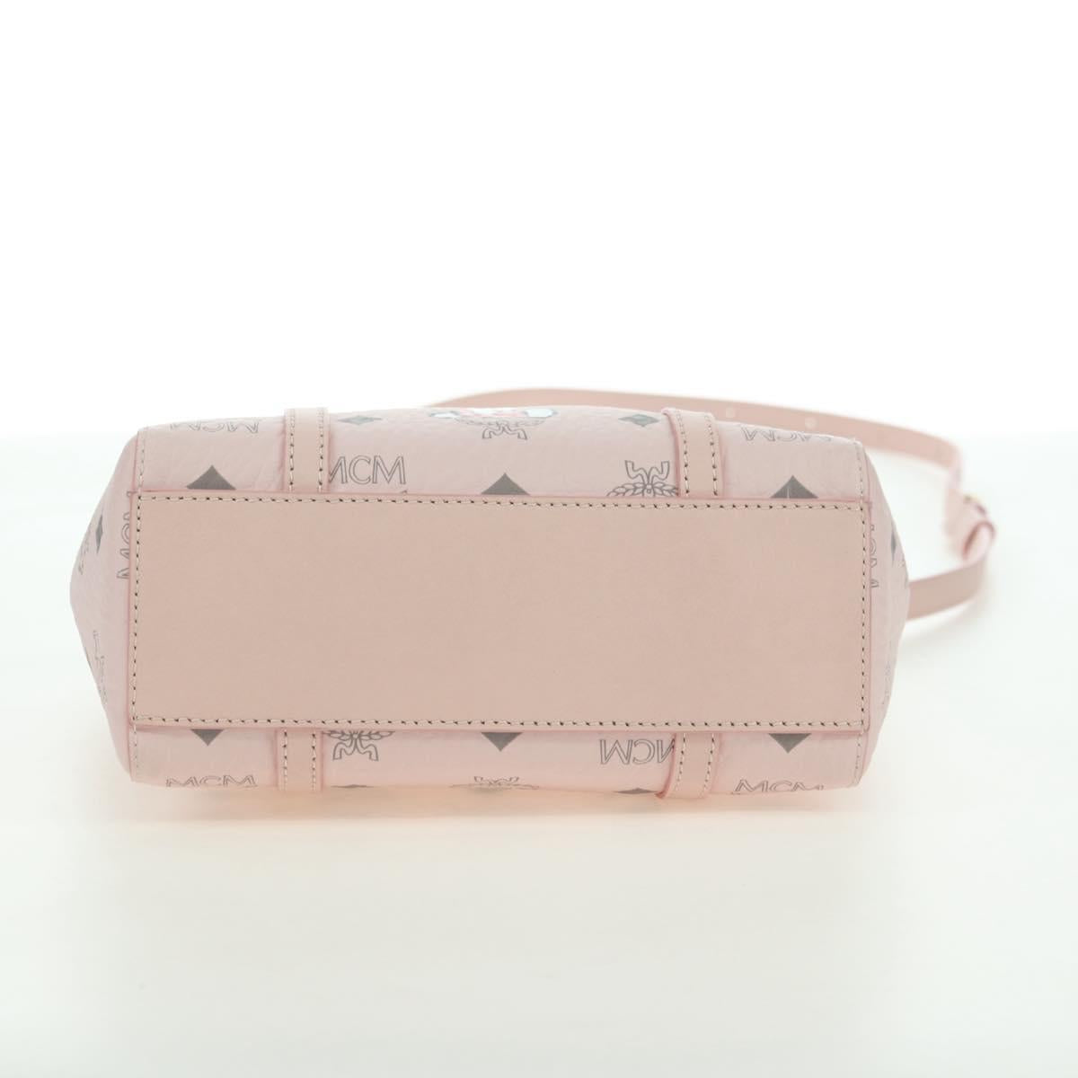 MCM Vicetos Logogram Sanrio Kitty Bag PVC Leather 2way Pink Gold Auth 179864SM
