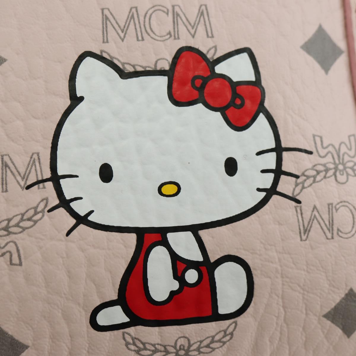 MCM Vicetos Logogram Sanrio Kitty Bag PVC Leather 2way Pink Gold Auth 179864SM