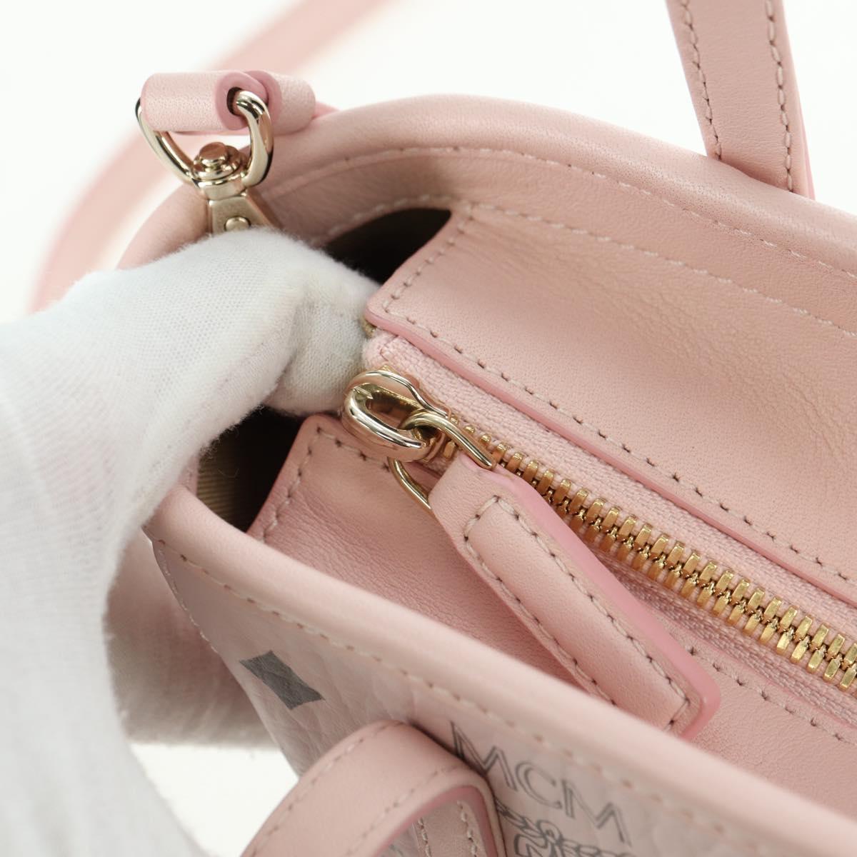 MCM Vicetos Logogram Sanrio Kitty Bag PVC Leather 2way Pink Gold Auth 179864SM