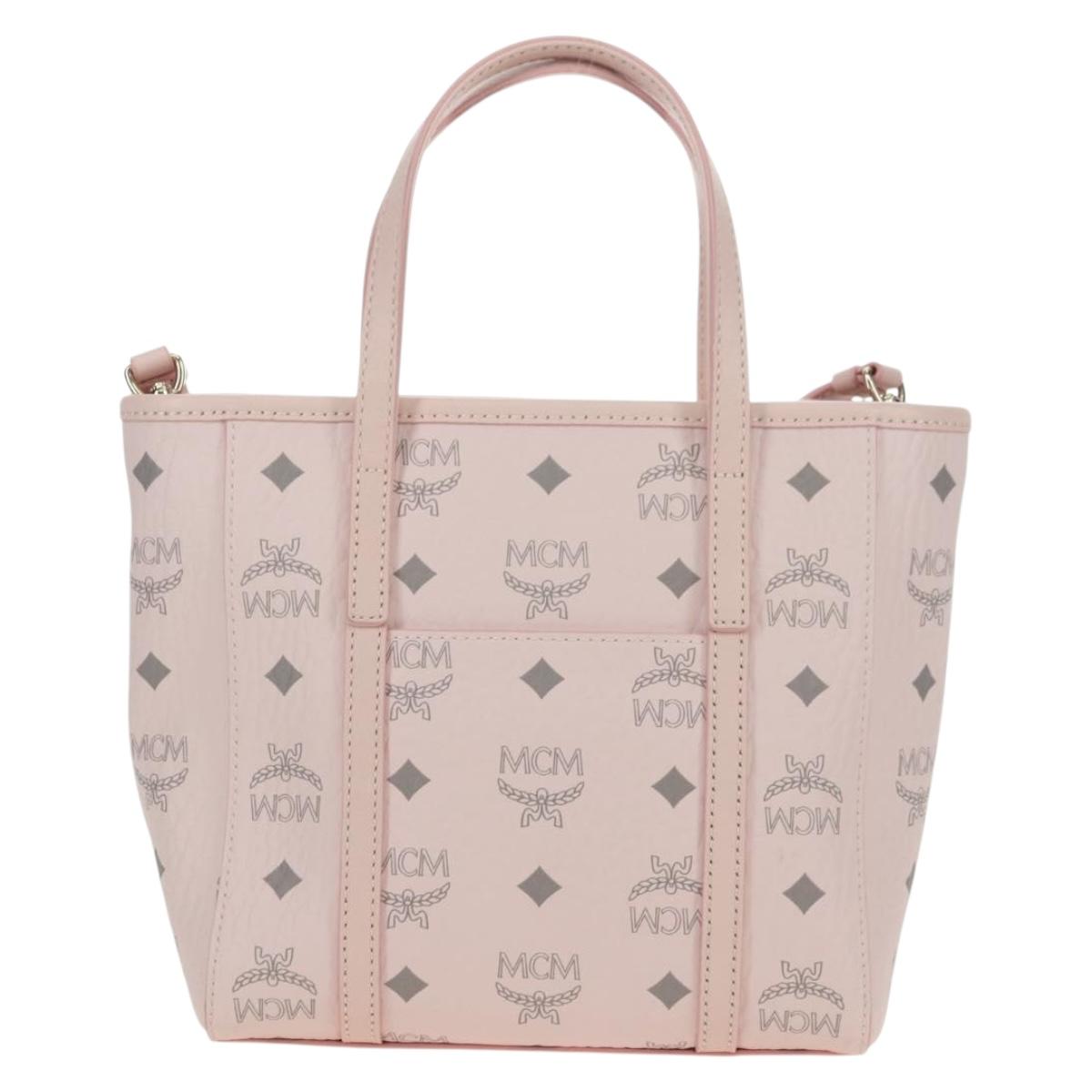 MCM Vicetos Logogram Sanrio Kitty Bag PVC Leather 2way Pink Gold Auth 179864SM