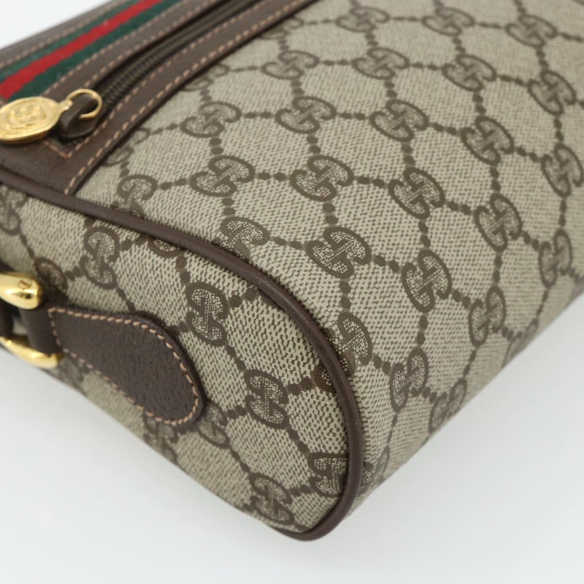 GUCCI GG Supreme Web Sherry Line Shoulder Bag PVC Beige Gold Auth 179865