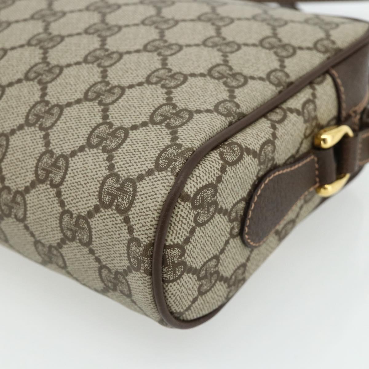 GUCCI GG Supreme Web Sherry Line Shoulder Bag PVC Beige Gold Auth 179865