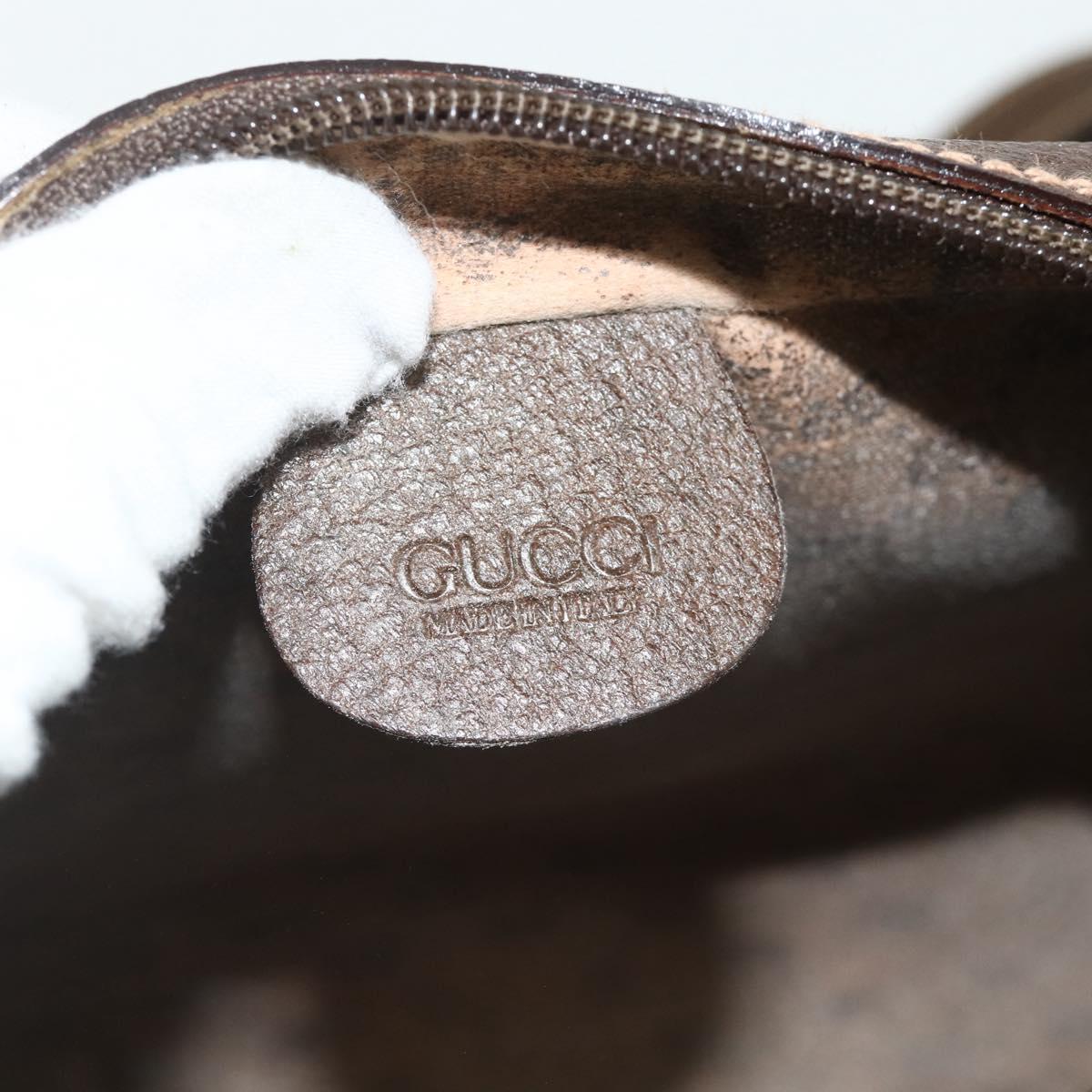 GUCCI GG Supreme Web Sherry Line Shoulder Bag PVC Beige Gold Auth 179865