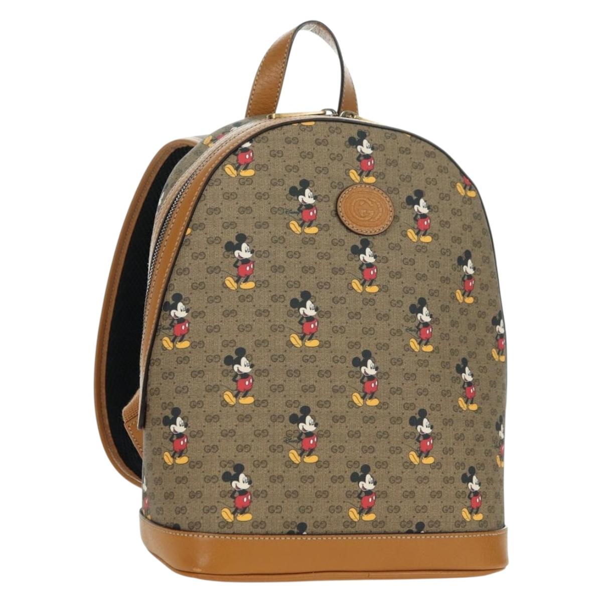 GUCCI Micro GG Supreme Disney Backpack PVC Beige Gold 552884 Auth 179866SAM