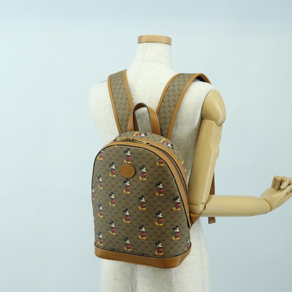 GUCCI Micro GG Supreme Disney Backpack PVC Beige Gold 552884 Auth 179866SAM