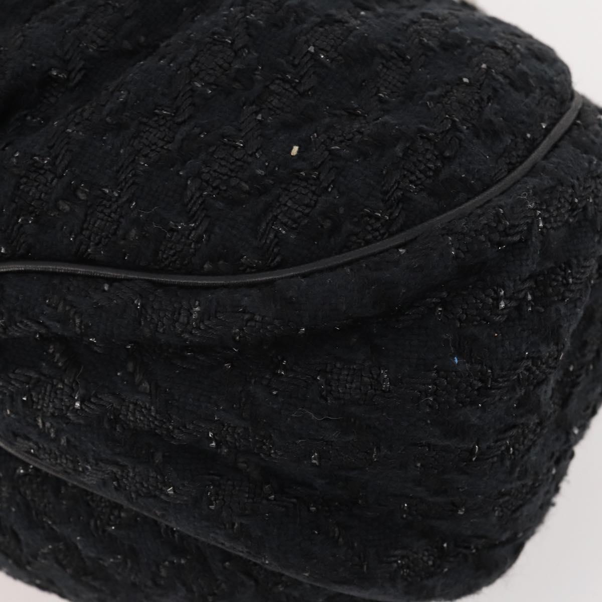 CHANEL Hand Bag Tweed Black Silver CC Auth 179871