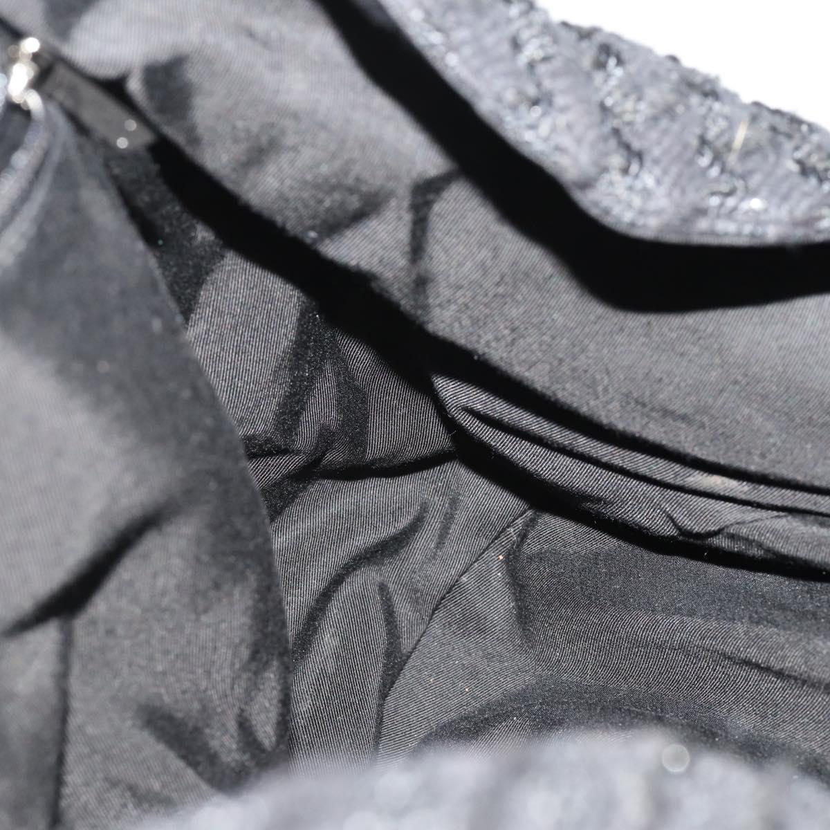CHANEL Hand Bag Tweed Black Silver CC Auth 179871