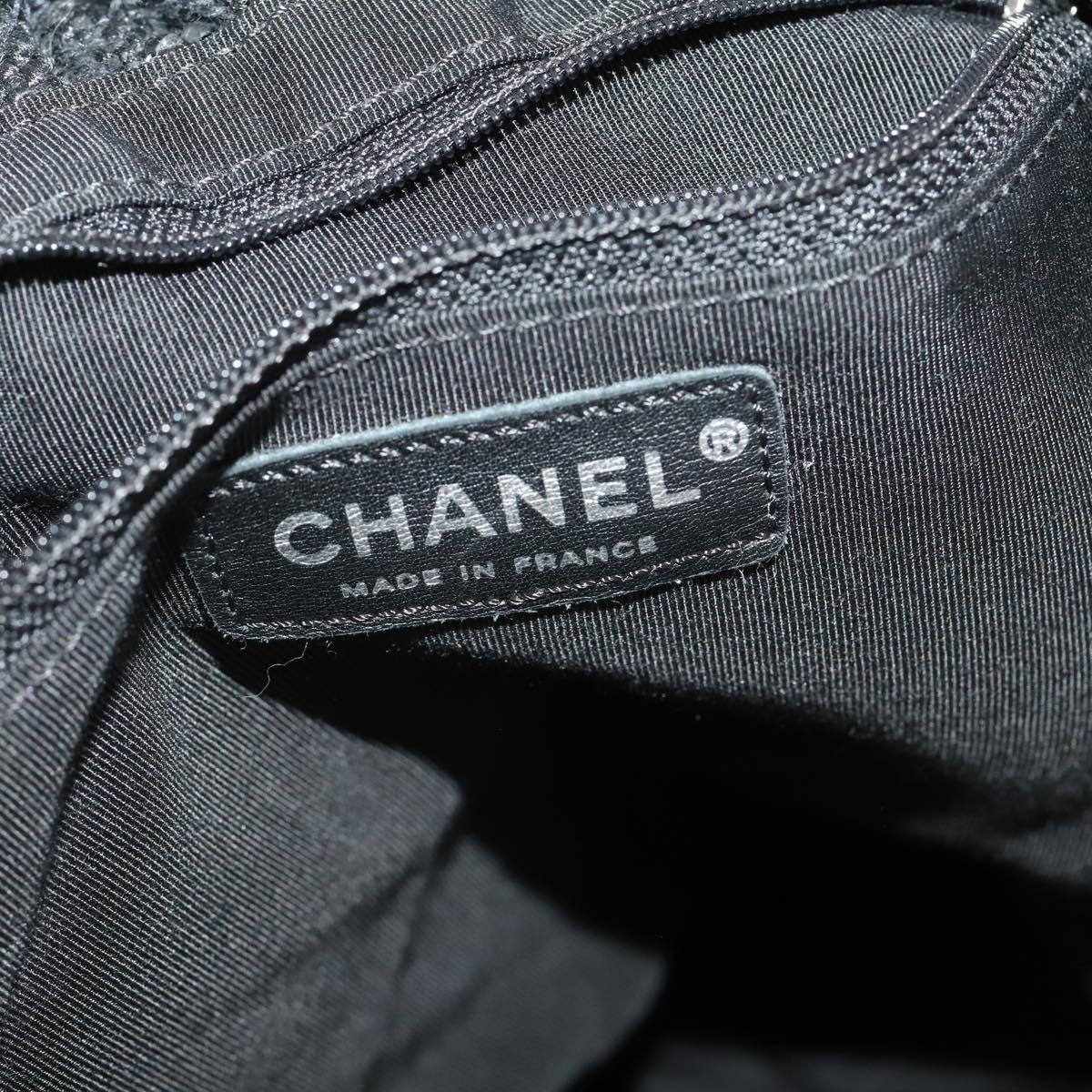 CHANEL Hand Bag Tweed Black Silver CC Auth 179871