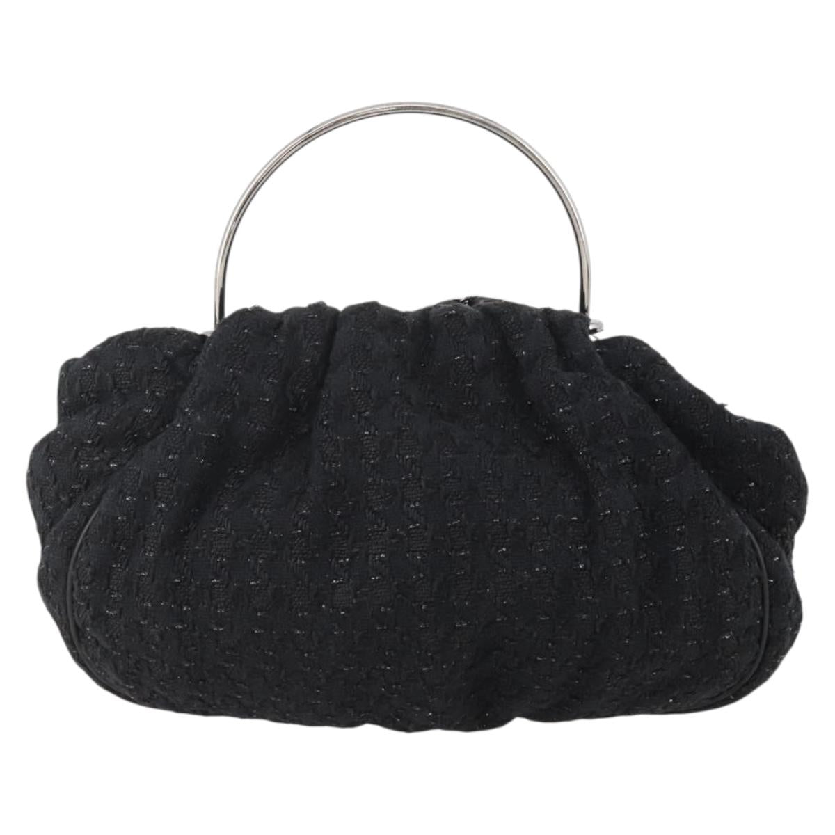 CHANEL Hand Bag Tweed Black Silver CC Auth 179871