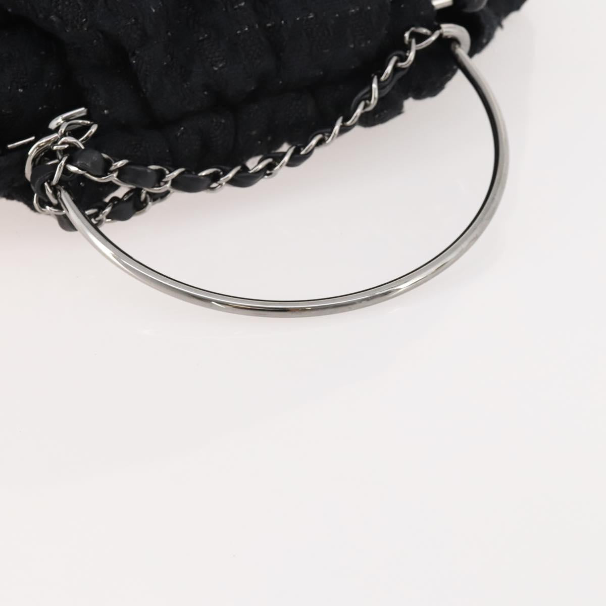CHANEL Hand Bag Tweed Black Silver CC Auth 179871