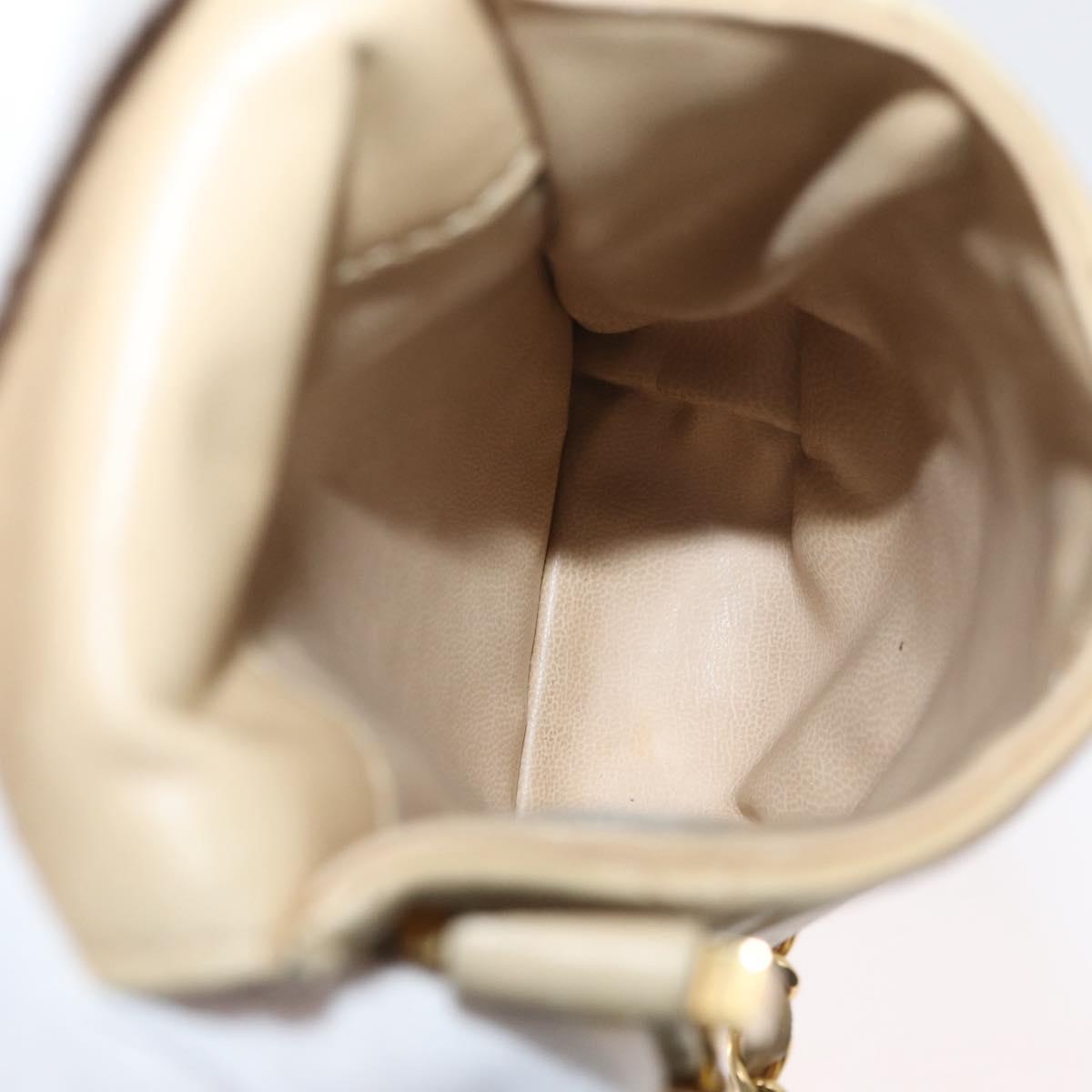 CHANEL Matelasse Chain Shoulder Bag Lamb Skin Beige Gold CC Auth 179876A