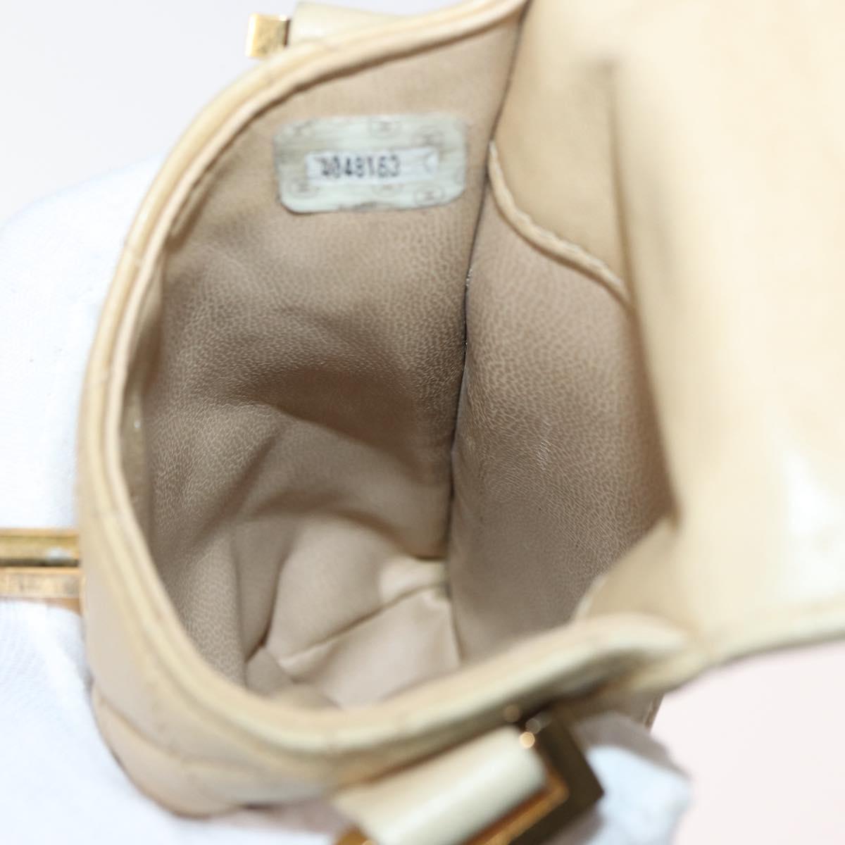 CHANEL Matelasse Chain Shoulder Bag Lamb Skin Beige Gold CC Auth 179876A