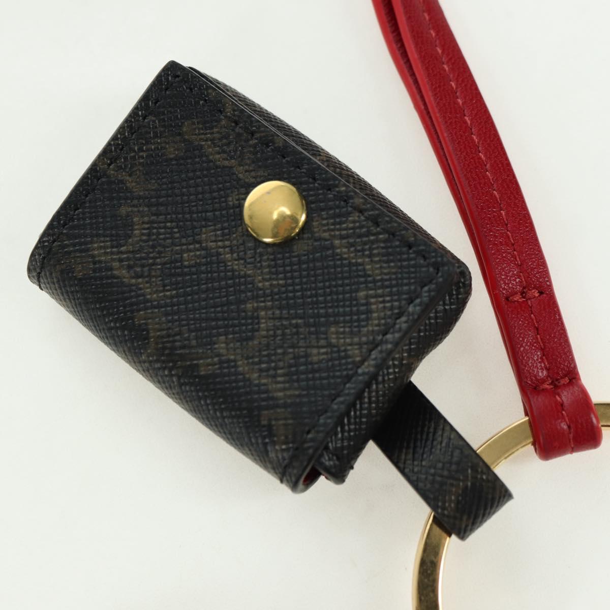 CELINE Macadam Canvas Triomphe Multi Key Ring Charm PVC Black Red Auth 179883M
