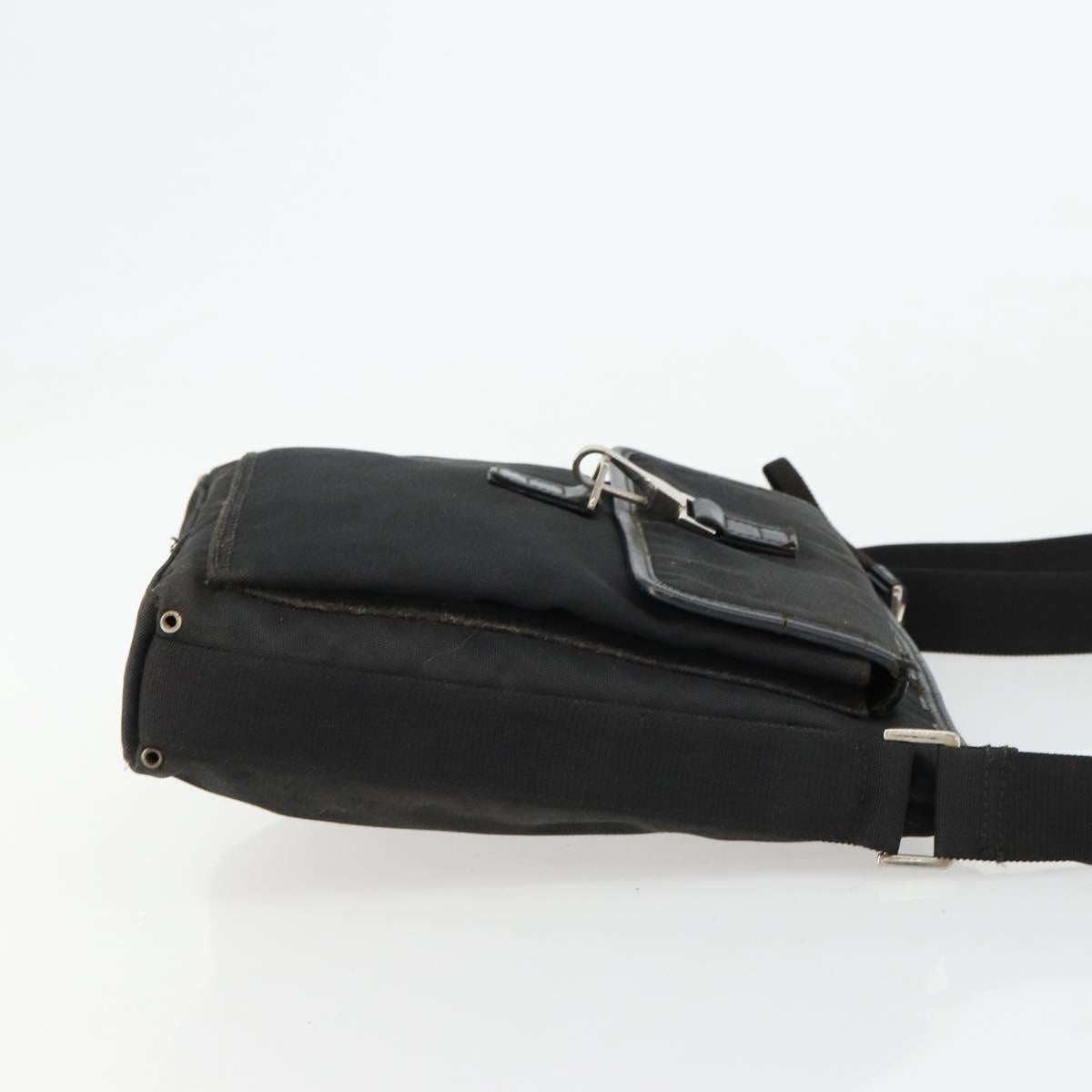 GUCCI Shoulder Bag Nylon Black Silver 92646 Auth 179896