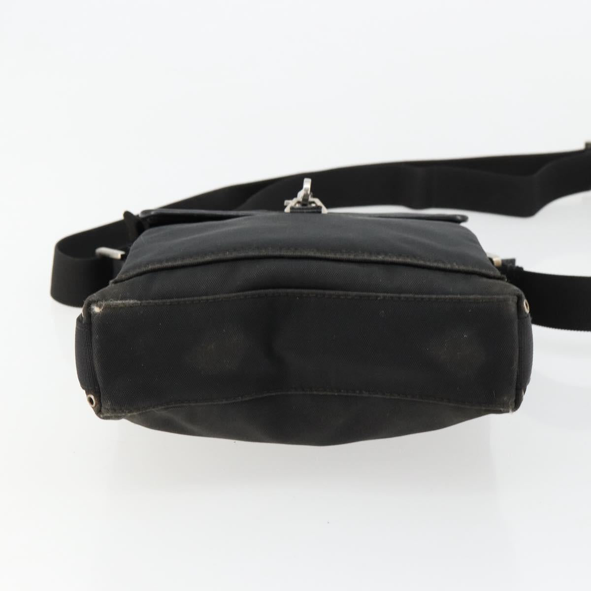 GUCCI Shoulder Bag Nylon Black Silver 92646 Auth 179896