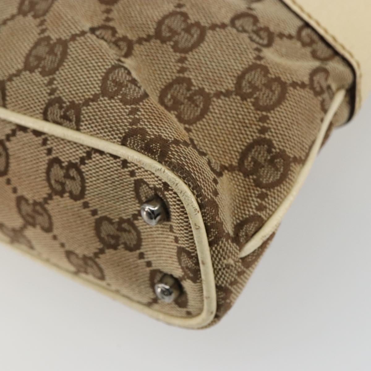 GUCCI GG Canvas Tote Bag Beige Silver 113015 Auth 179900