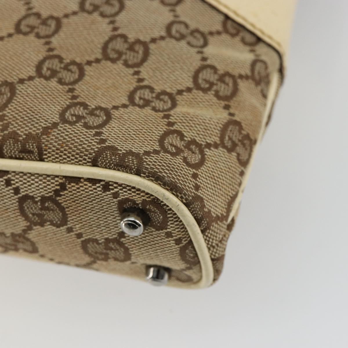 GUCCI GG Canvas Tote Bag Beige Silver 113015 Auth 179900