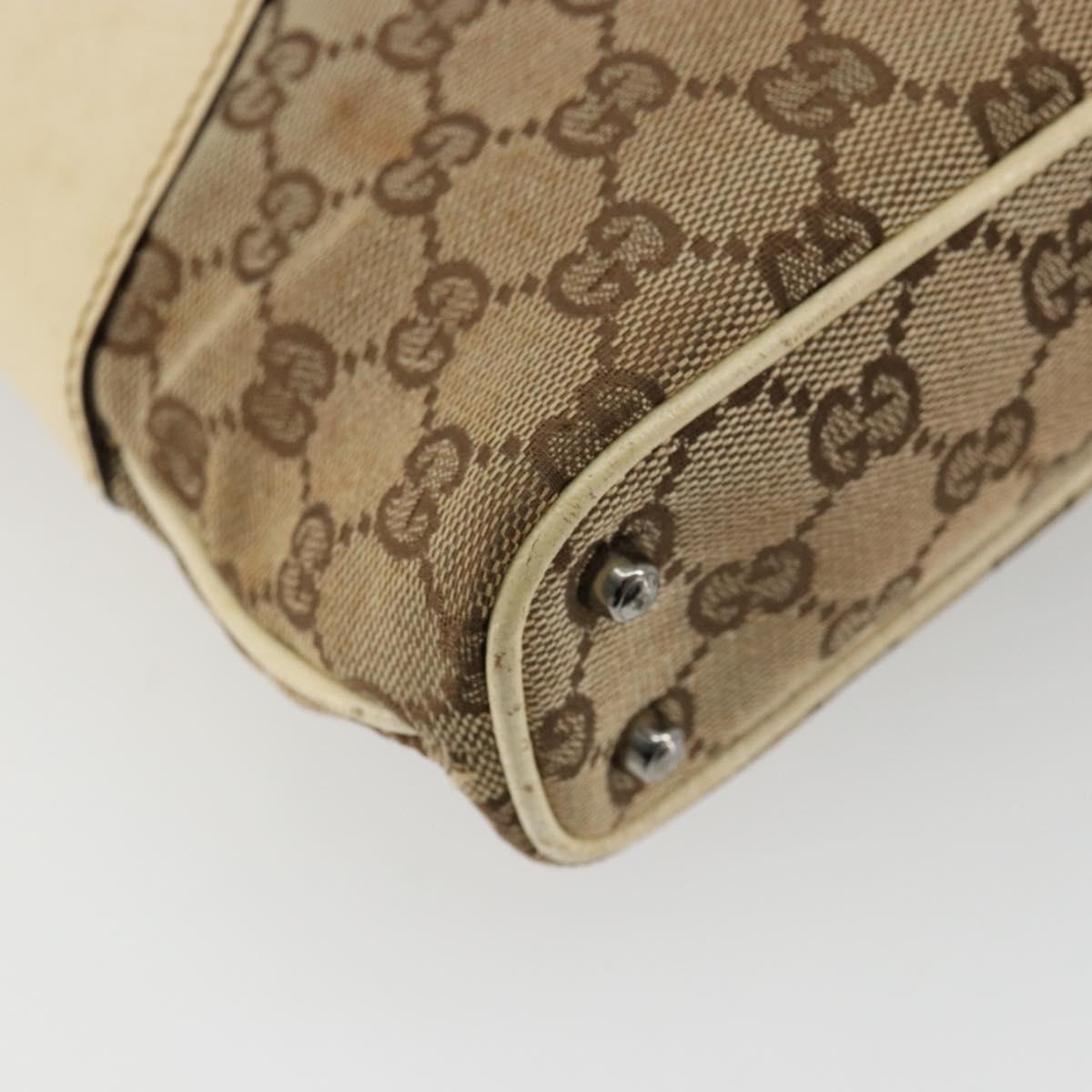 GUCCI GG Canvas Tote Bag Beige Silver 113015 Auth 179900