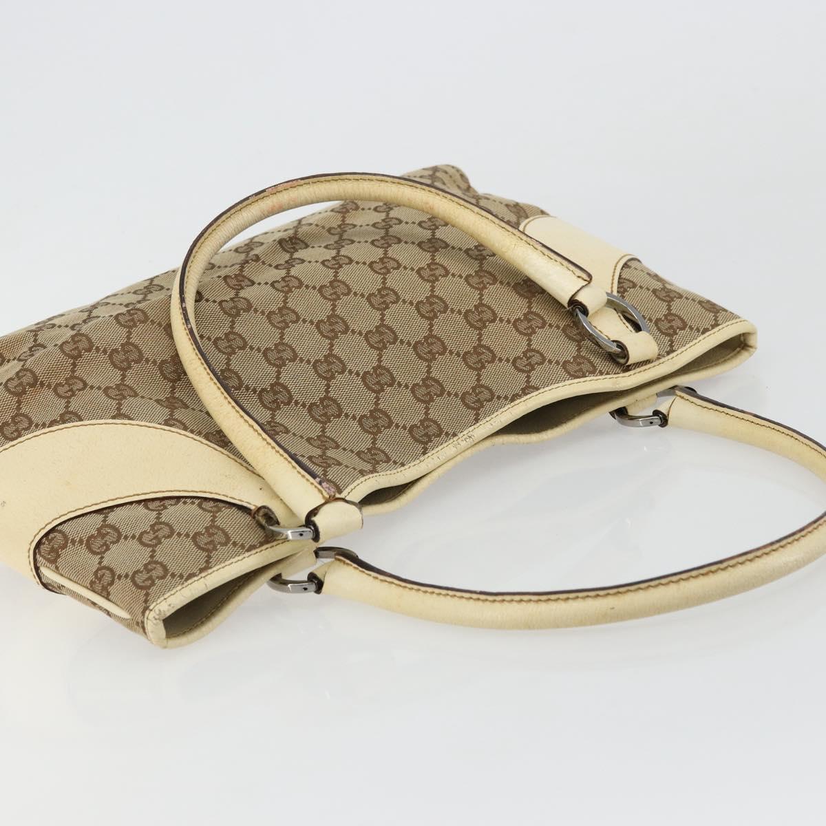 GUCCI GG Canvas Tote Bag Beige Silver 113015 Auth 179900
