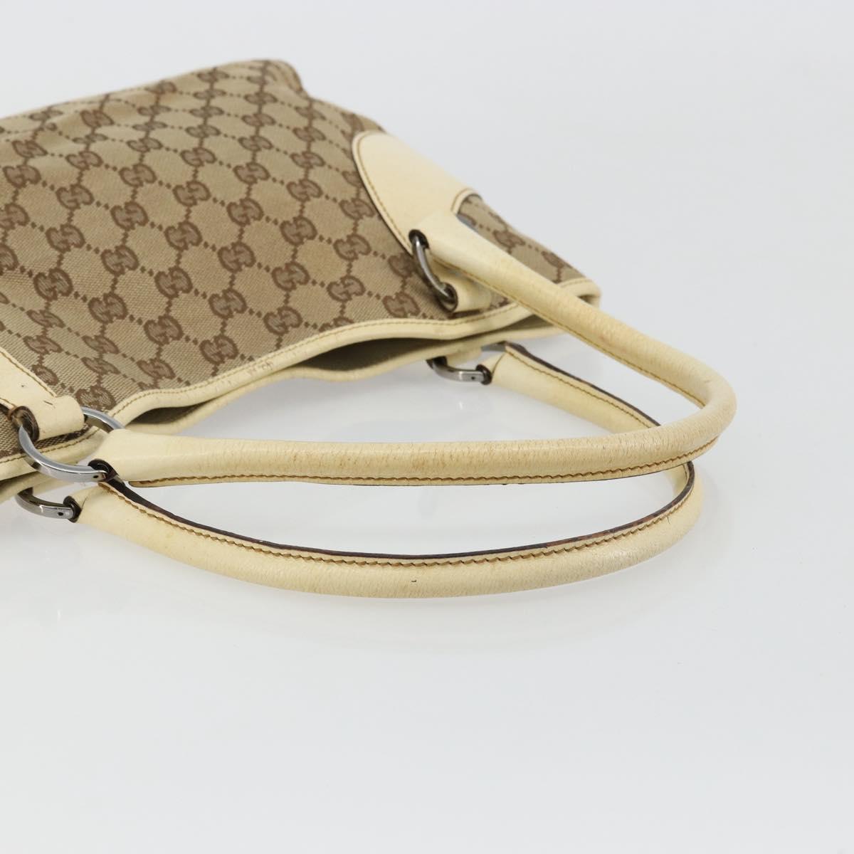 GUCCI GG Canvas Tote Bag Beige Silver 113015 Auth 179900