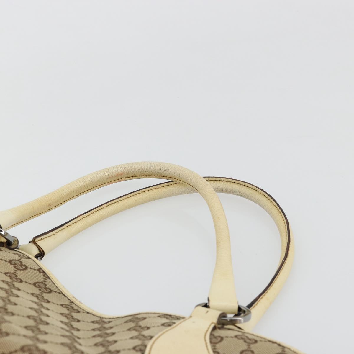 GUCCI GG Canvas Tote Bag Beige Silver 113015 Auth 179900