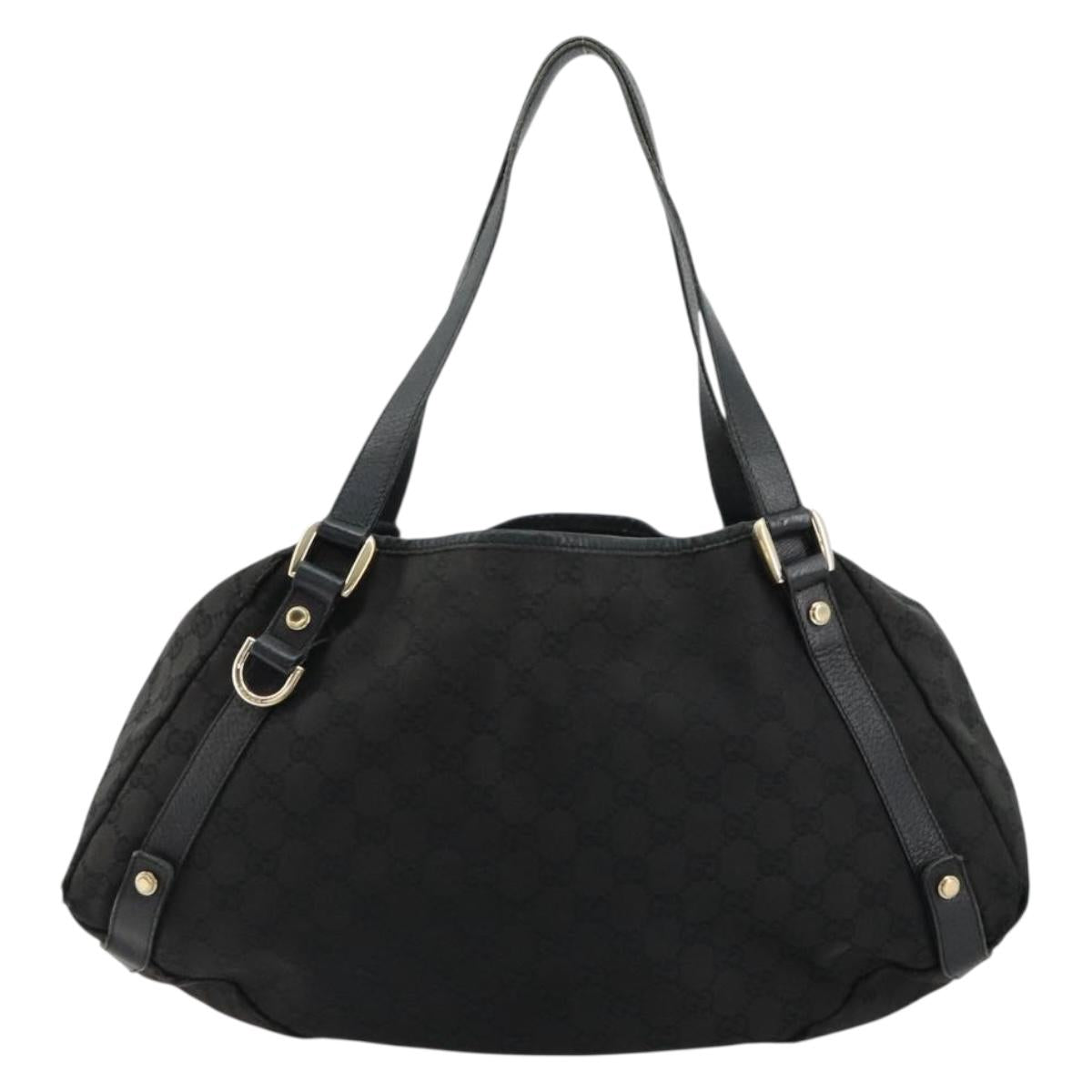 GUCCI GG Canvas Abbey Tote Bag Black Gold 130736 Auth 179901