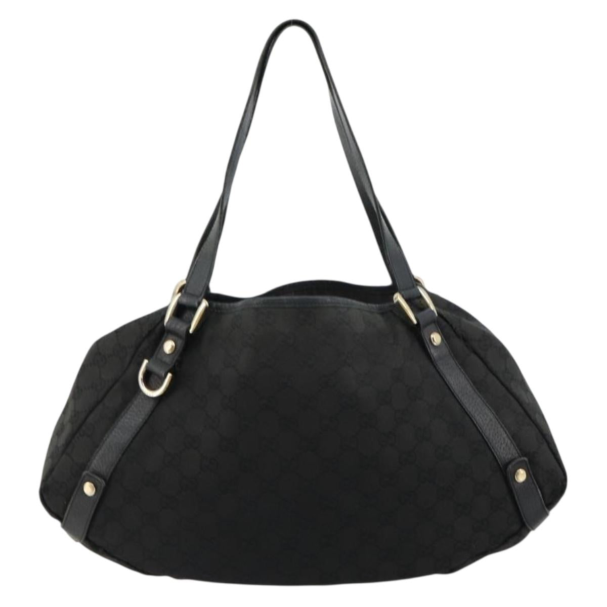 GUCCI GG Canvas Abbey Tote Bag Black Gold 130736 Auth 179901