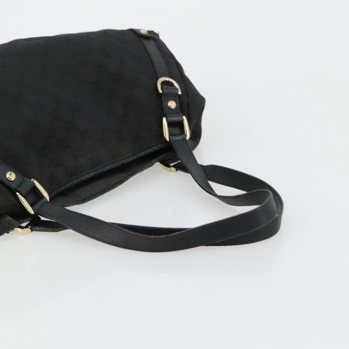 GUCCI GG Canvas Abbey Tote Bag Black Gold 130736 Auth 179901