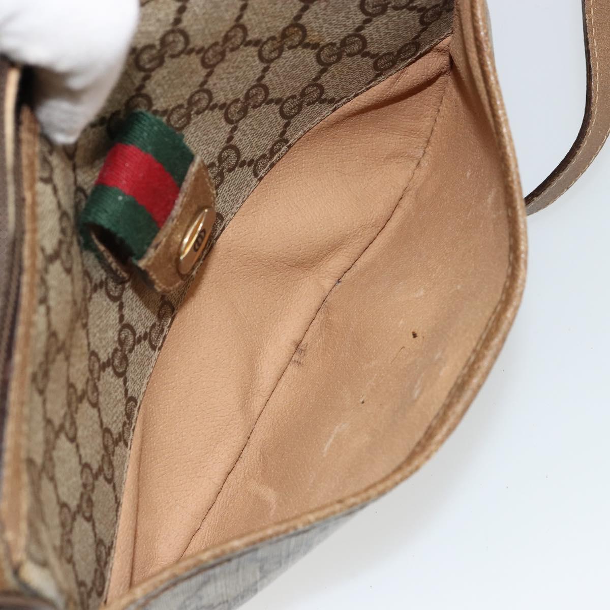 GUCCI GG Supreme Web Sherry Line Bag PVC Beige Gold 89 02 032 Auth 179902