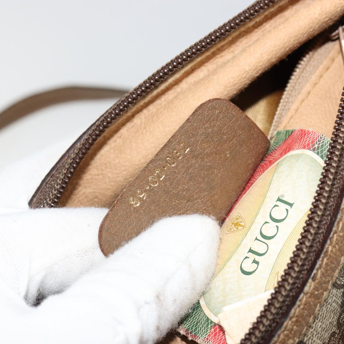 GUCCI GG Supreme Web Sherry Line Bag PVC Beige Gold 89 02 032 Auth 179902