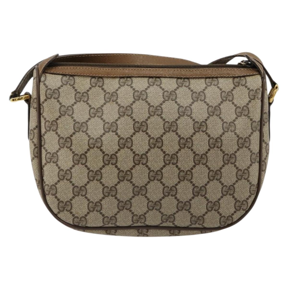 GUCCI GG Supreme Web Sherry Line Bag PVC Beige Gold 89 02 032 Auth 179902