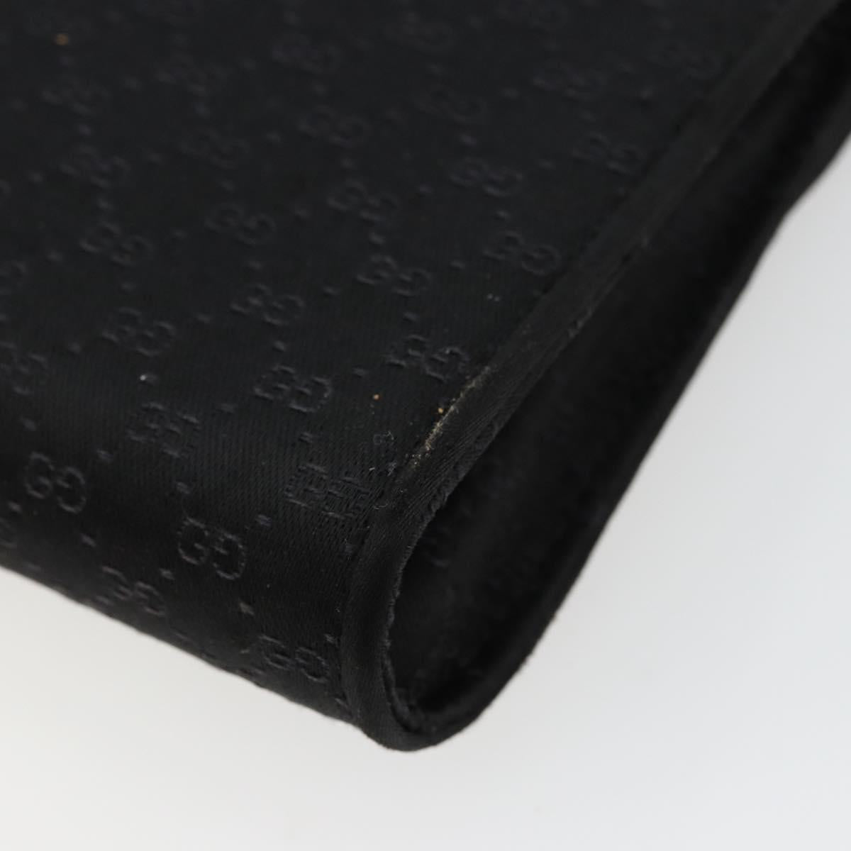 GUCCI Micro GG Canvas Chain Shoulder Bag Black Gold Auth 179903