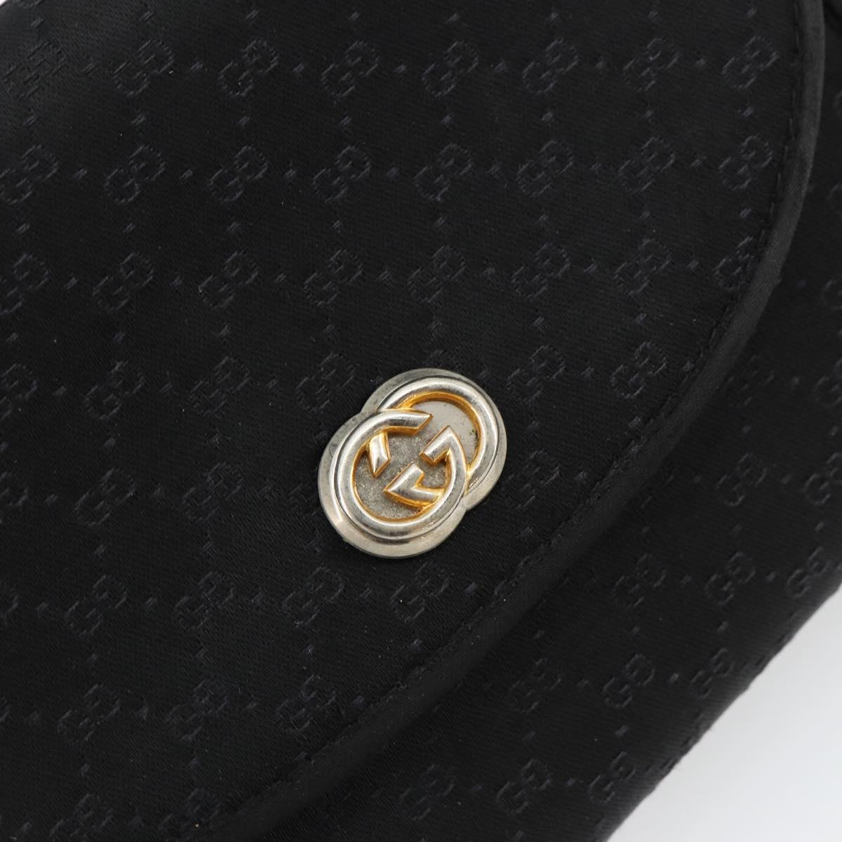 GUCCI Micro GG Canvas Chain Shoulder Bag Black Gold Auth 179903