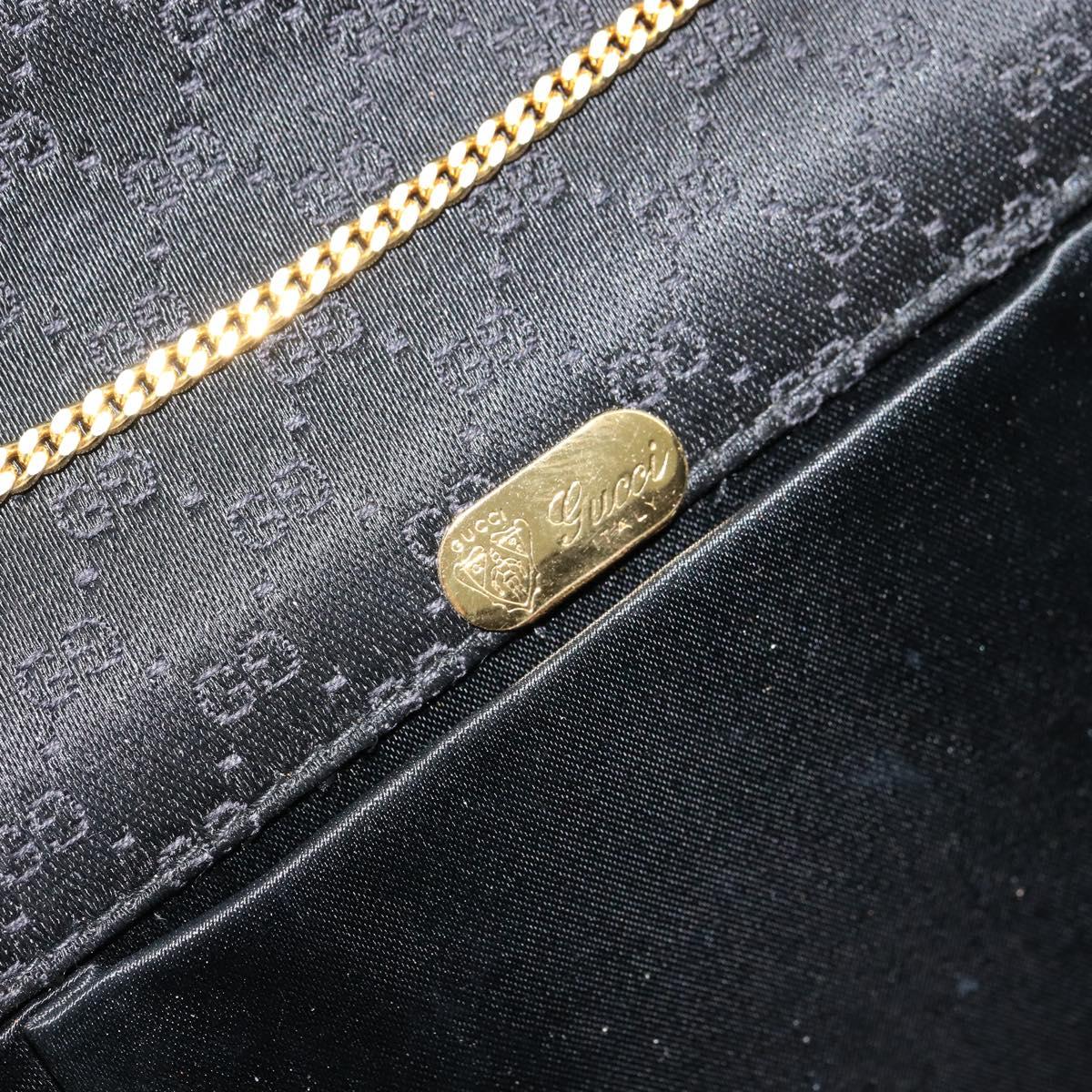 GUCCI Micro GG Canvas Chain Shoulder Bag Black Gold Auth 179903