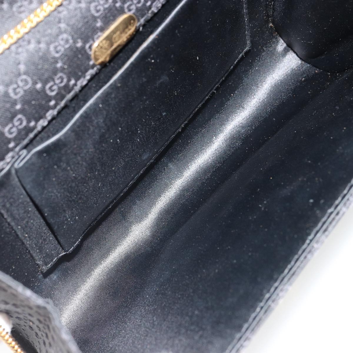 GUCCI Micro GG Canvas Chain Shoulder Bag Black Gold Auth 179903