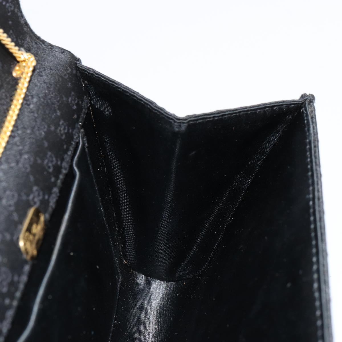 GUCCI Micro GG Canvas Chain Shoulder Bag Black Gold Auth 179903