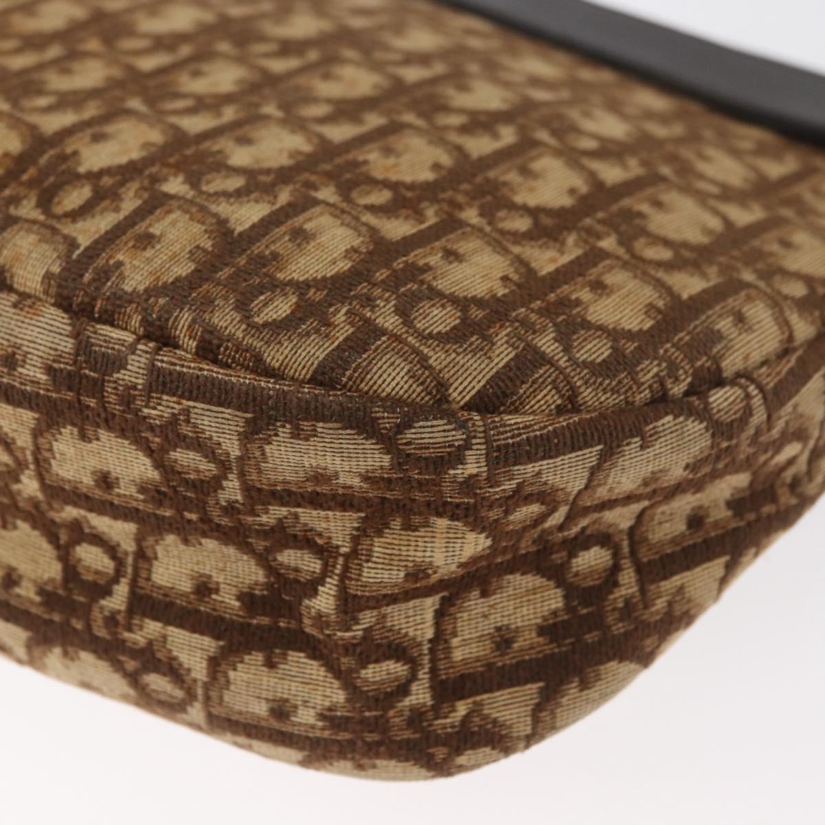Christian Dior Trotter Canvas Shoulder Bag Gold Beige Auth 179906
