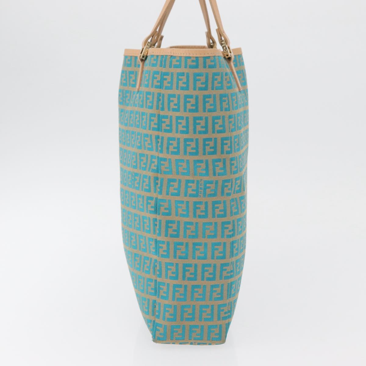 FENDI Zucchino Canvas Tote Bag Green Gold Auth 179910A