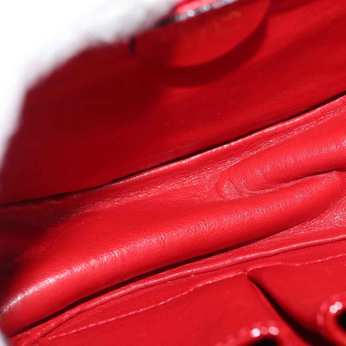CELINE Hand Bag Patent leather 2way Red Gold Auth 179911