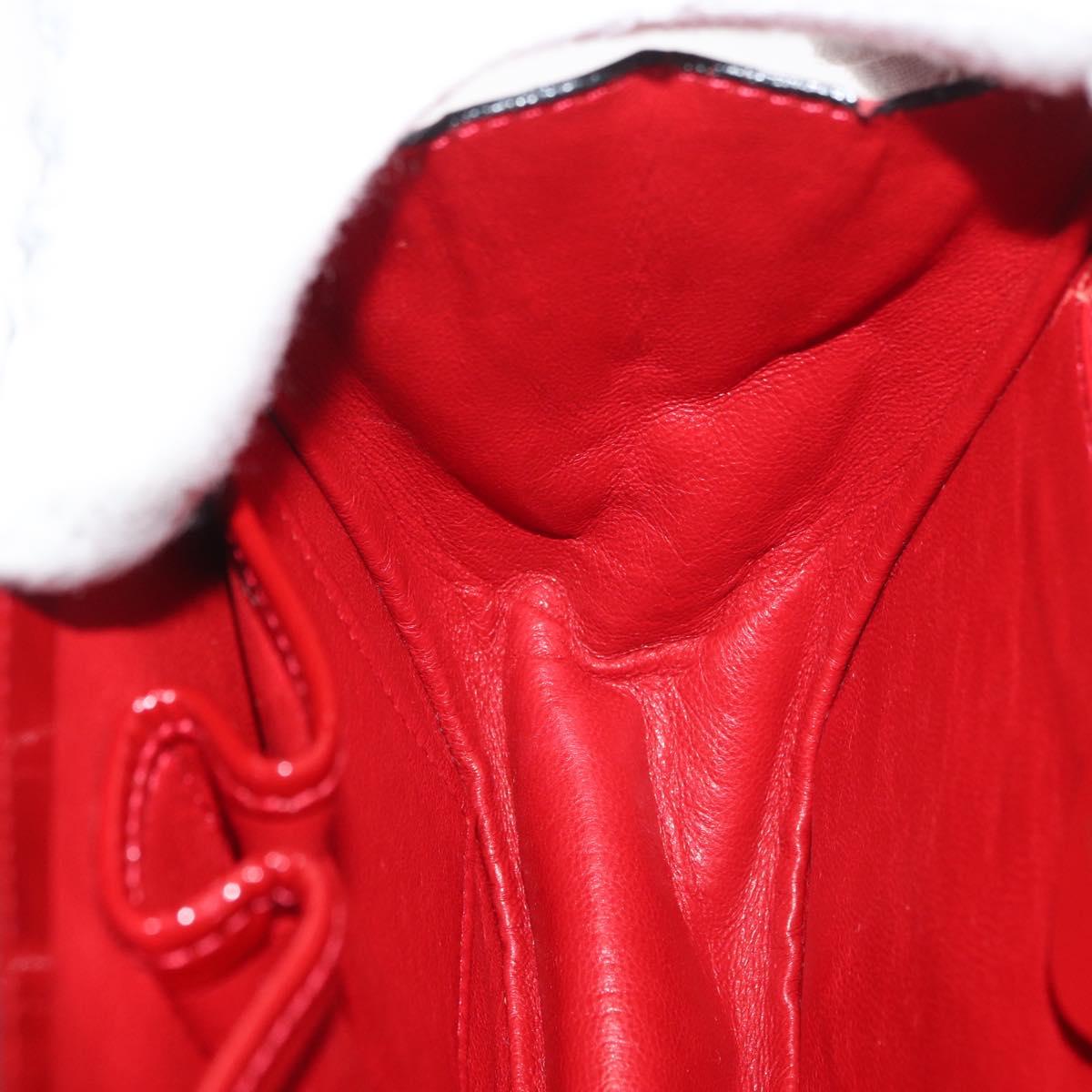 CELINE Hand Bag Patent leather 2way Red Gold Auth 179911