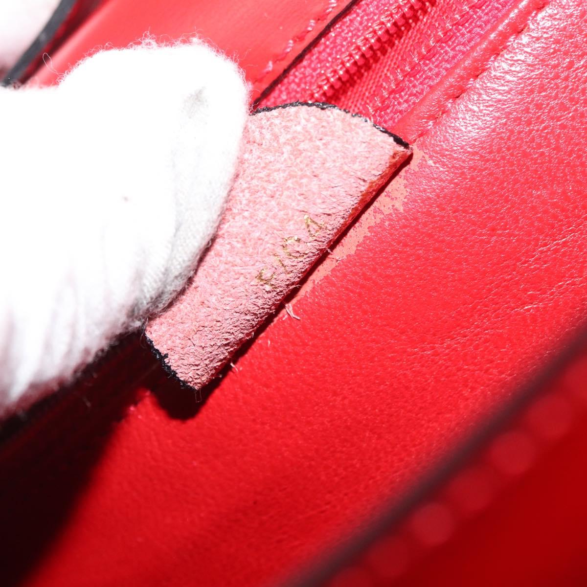 CELINE Hand Bag Patent leather 2way Red Gold Auth 179911