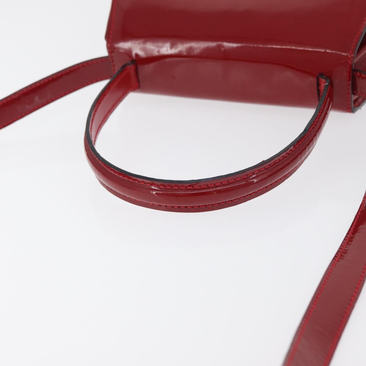 CELINE Hand Bag Patent leather 2way Red Gold Auth 179911